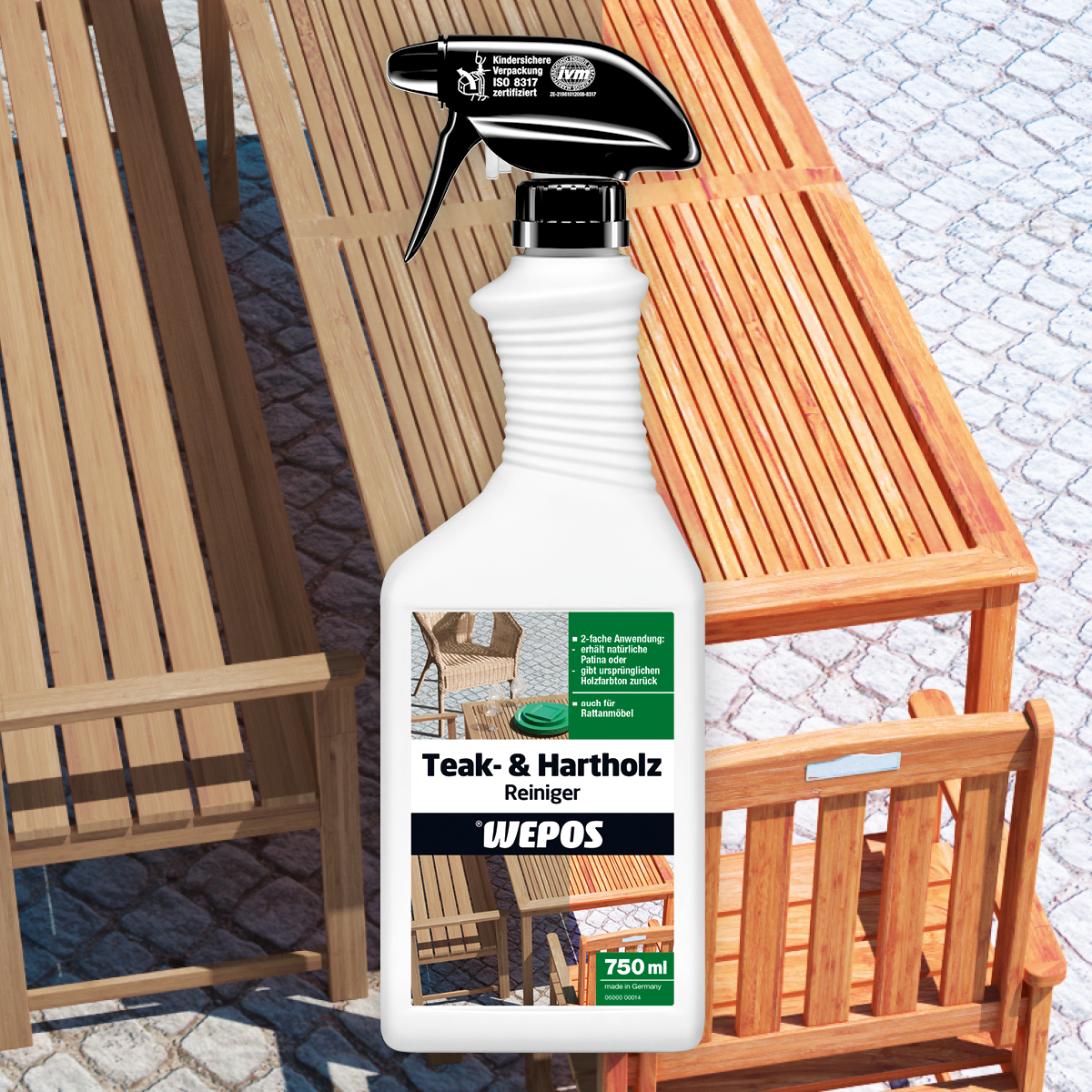 Teak & Hartholz Reiniger Sprühflasche: Wepos Teak- und Hartholz Reiniger