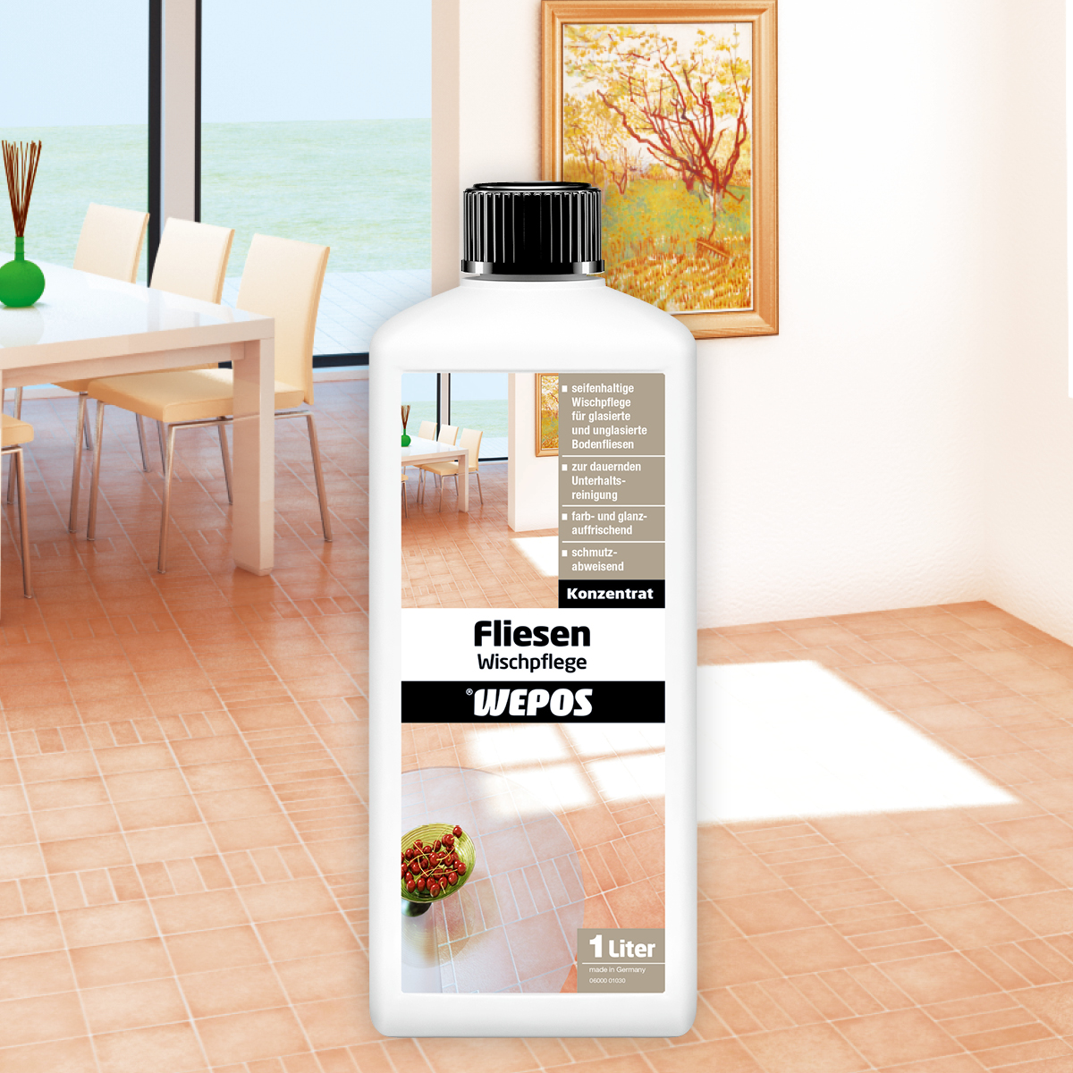 Fliesen Wischpflege Kunststoffflasche: Wepos Fliesenwischpflege