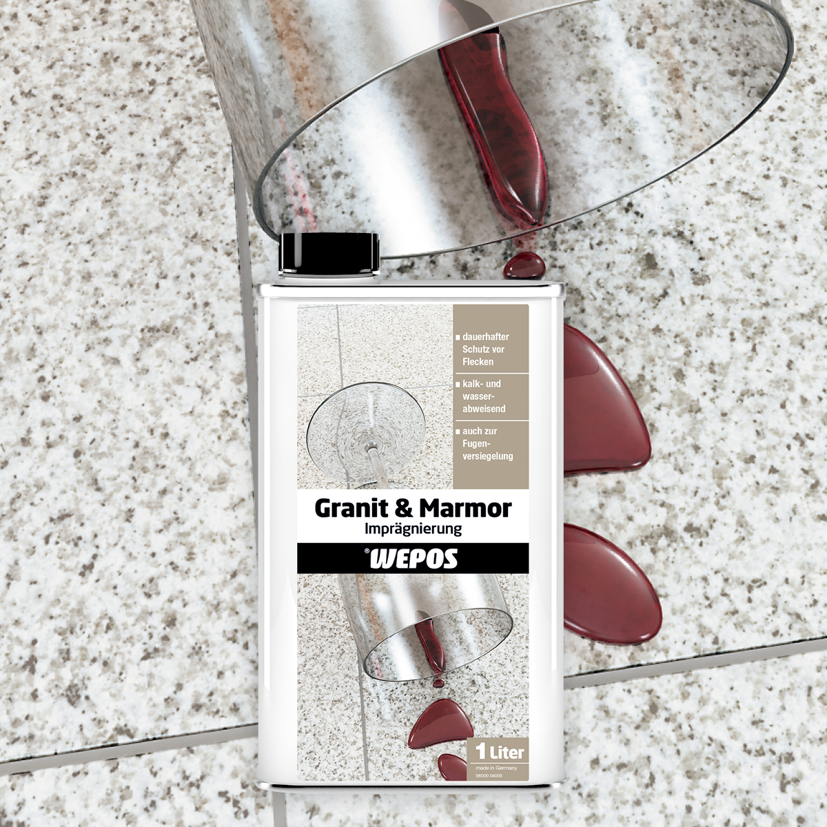 Granit & Marmor Imprägnierung Metallflasche: Wepos Granit- & Marmorimprägnierung