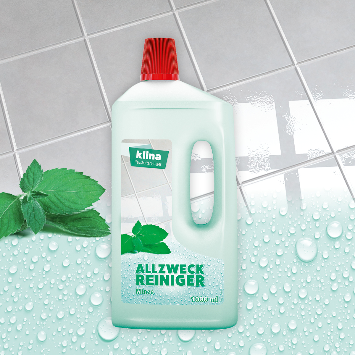 Flasche: klina Allzweck Reiniger vor Bodenfliesen