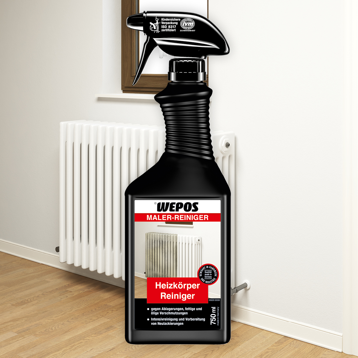 Sprühflasche: Wepos Heizkörper Reiniger