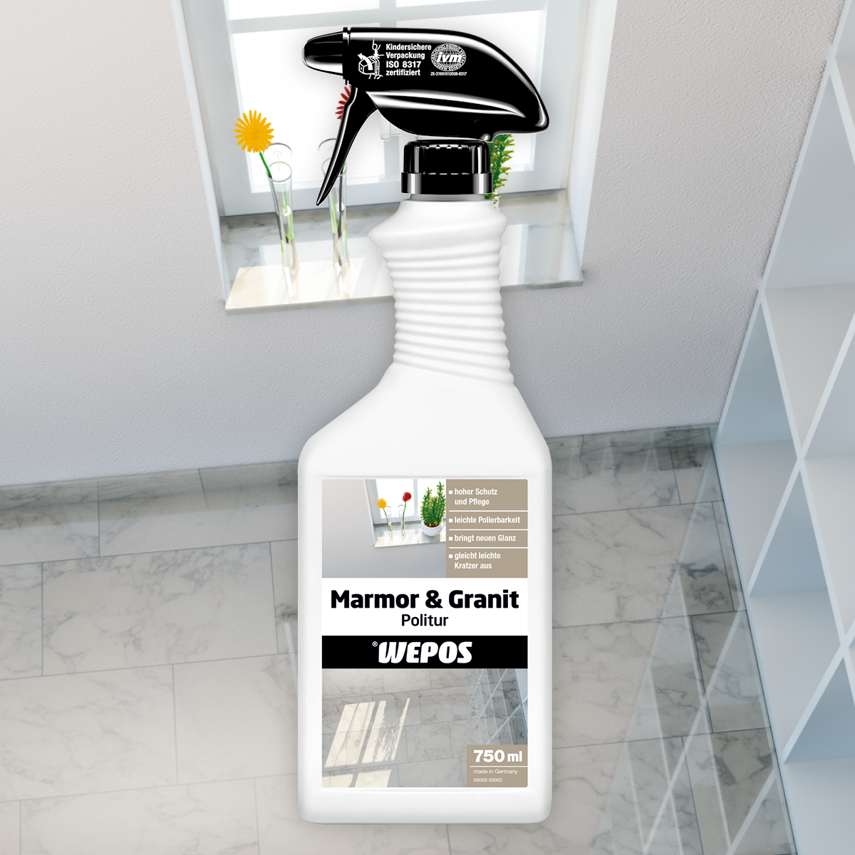 Marmor & Granit Politur Sprühflasche Wepos Marmor- und Granitpolitur